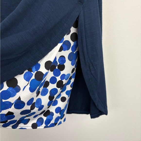 Anthropologie Deletta Navy Layered V-Neck Tank with Blue/White Dotted Trim - Picture 5 of 10